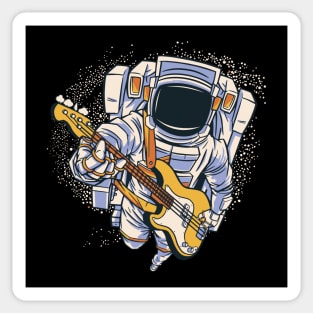 Spaceman in Space among the Stars and Planets with Guitar Sticker